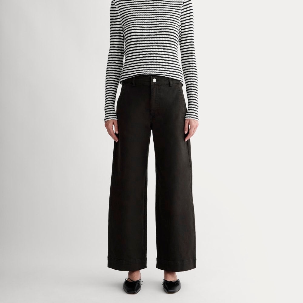 Everlane The Utility Wide-Leg Pant, black, size 4